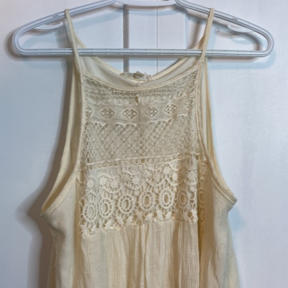 Rebellion | Cream Lace Sleeveless Boho Dress - Asymmetrical hem - Large - Picture 3 of 6